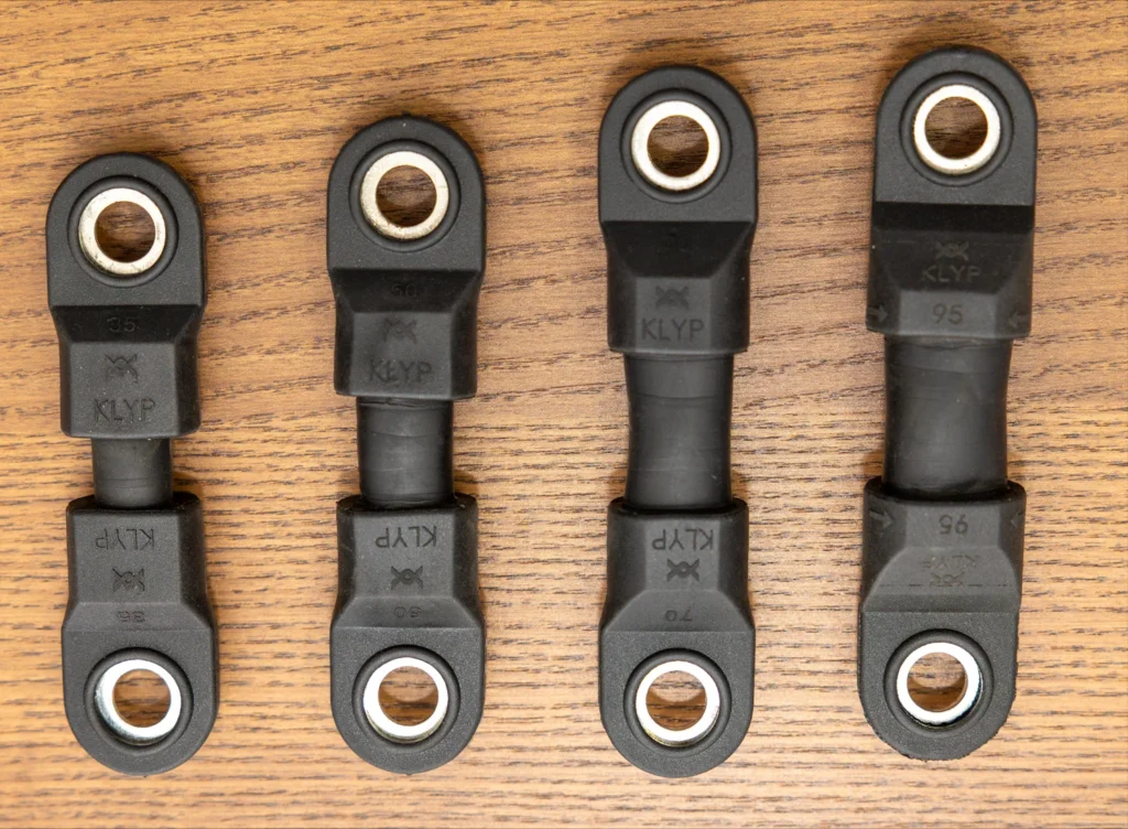 Heavy-duty forklift battery cable connector assemblies, 25 to 95 sq mm